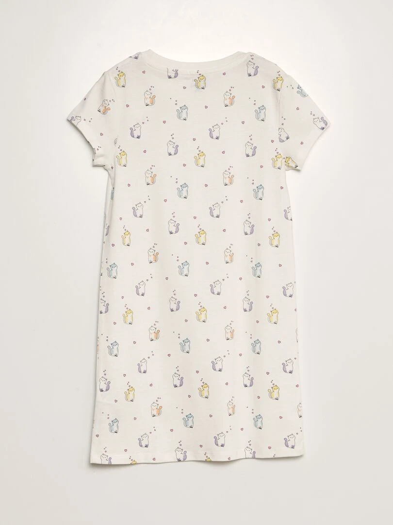 Chemise de nuit à motif   Blanc
