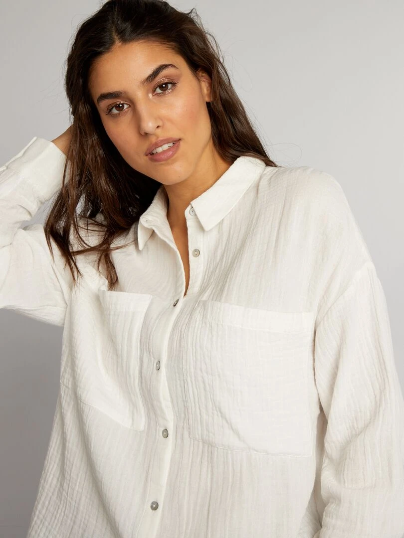 Chemisier en gaze de coton   blanc