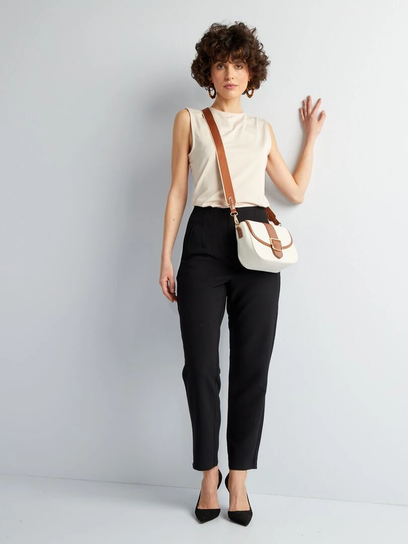 Pantalon droit taille haute noir