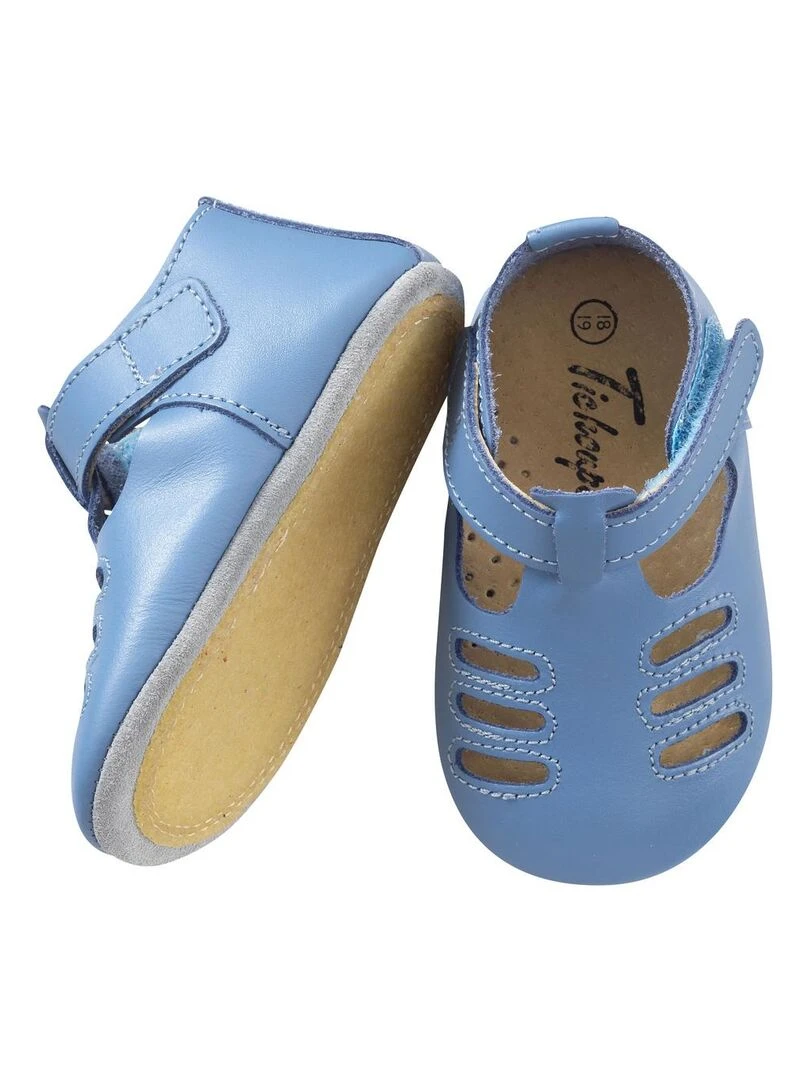 Chaussures bébé cuir souple Tibilly bleuet Bleu Bleu