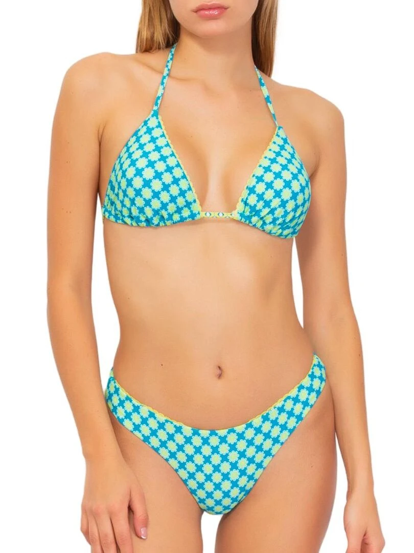 Bas de bikini échancré Mosaic Vert