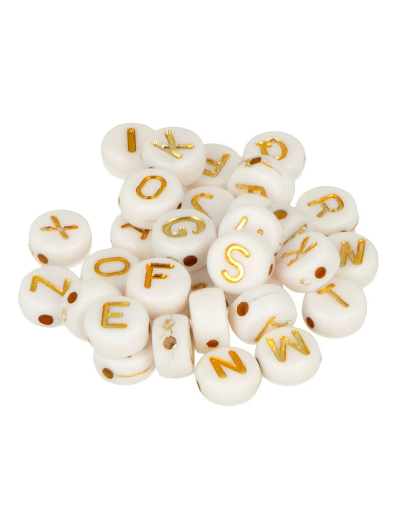 600 Perles alphabet blanc/ doré   N/A