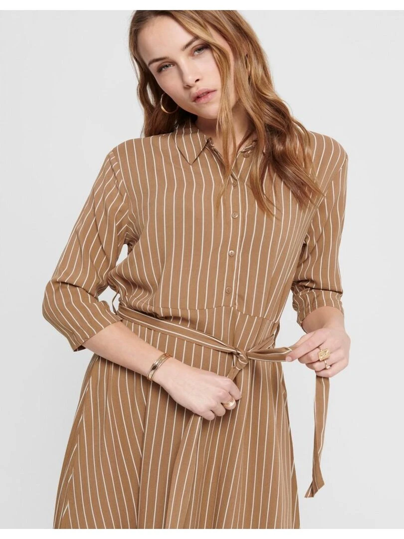 Robe longue imprimé Kebello Beige