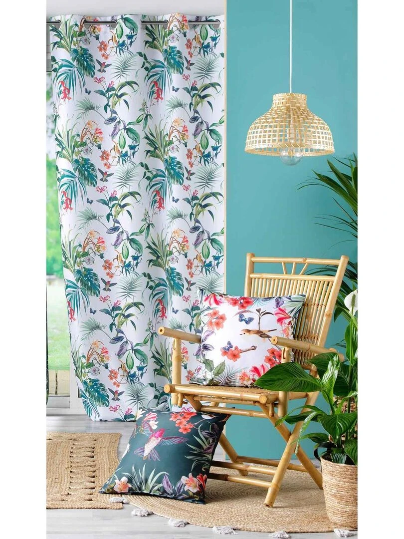 Rideau tamisant esprit exotique   Blanc