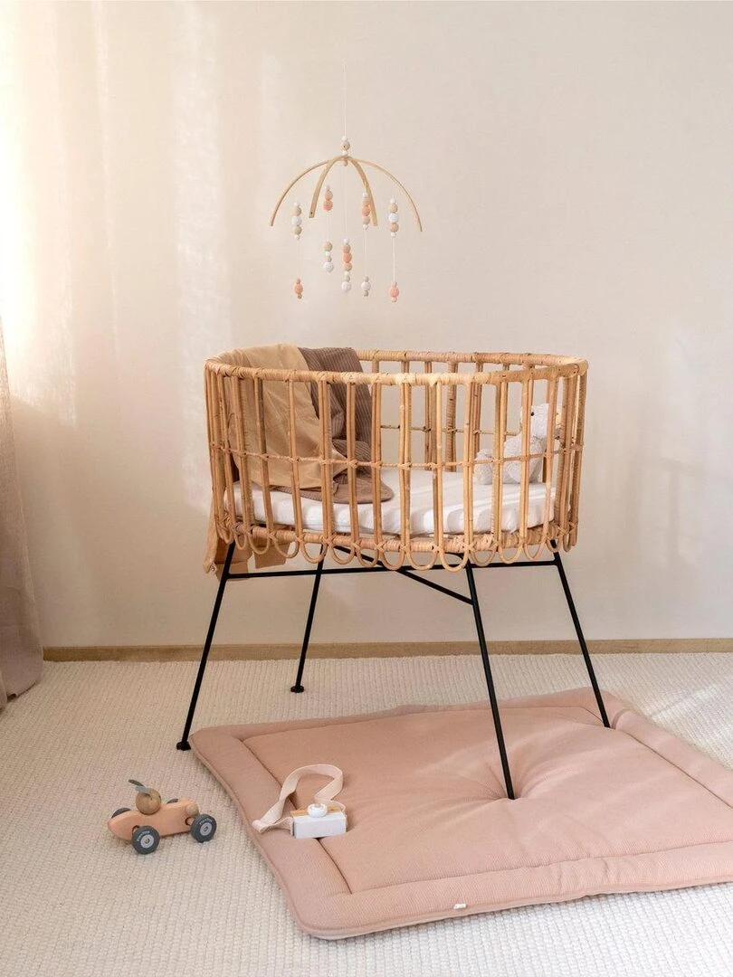Bemini Tapis de parc et jeu Pady waffle et jersey bio Beige