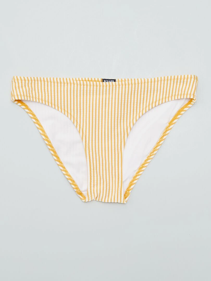 Maillot de bain rayé gaufré   2 pièces   Jaune