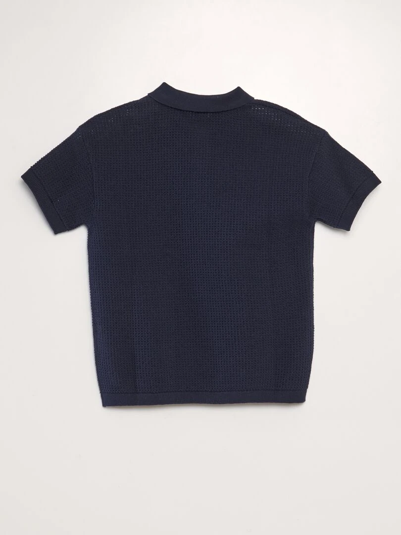 Polo maille tricot coupe loose bleu marine