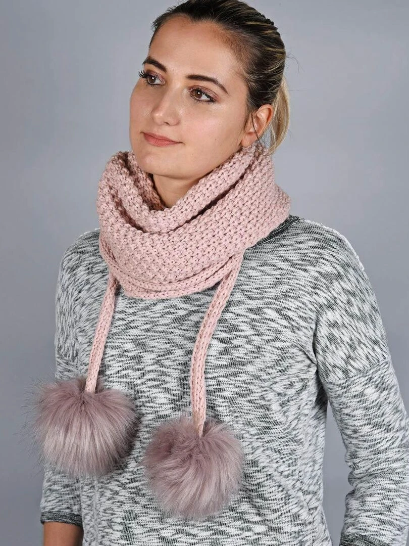 Ensemble Echarpe Bonnet Layra   Made in UE   Rose