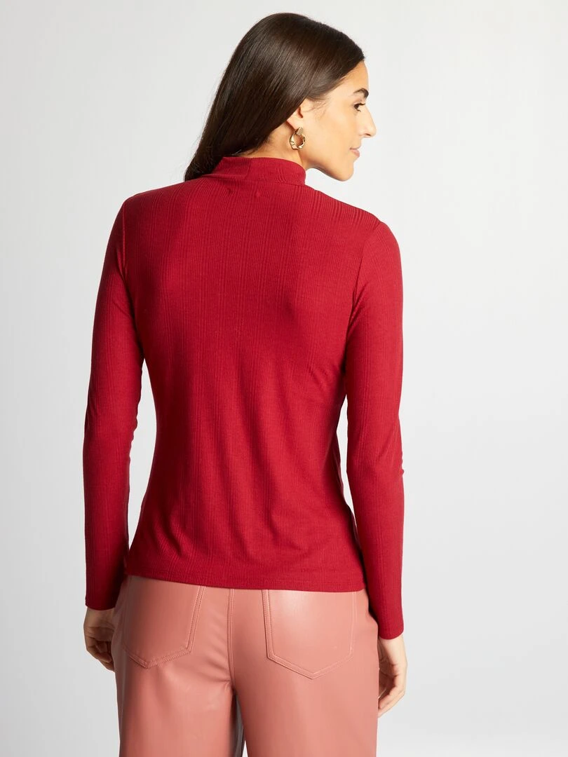 Sous pull en maille côtelée Rouge