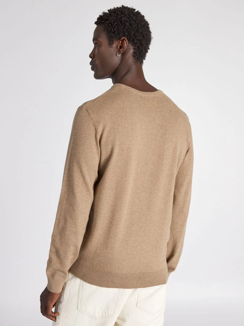 Pull basique en maille unie   beige chiné