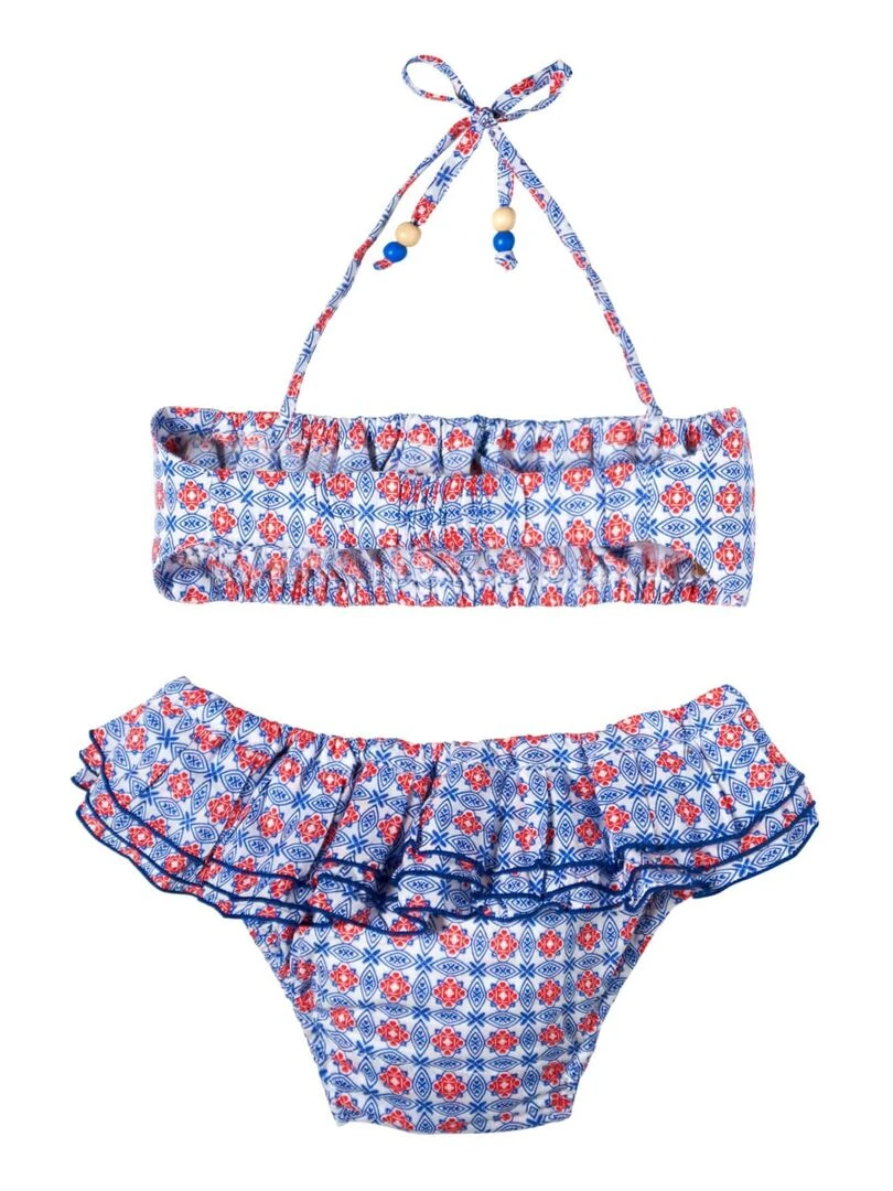 Maillot de Bain 2 Pièces Fille  Bleu Blanc Rouge  SWAN   'LA FAUTE A VOLTAIRE'   Bleu Rouge Blanc