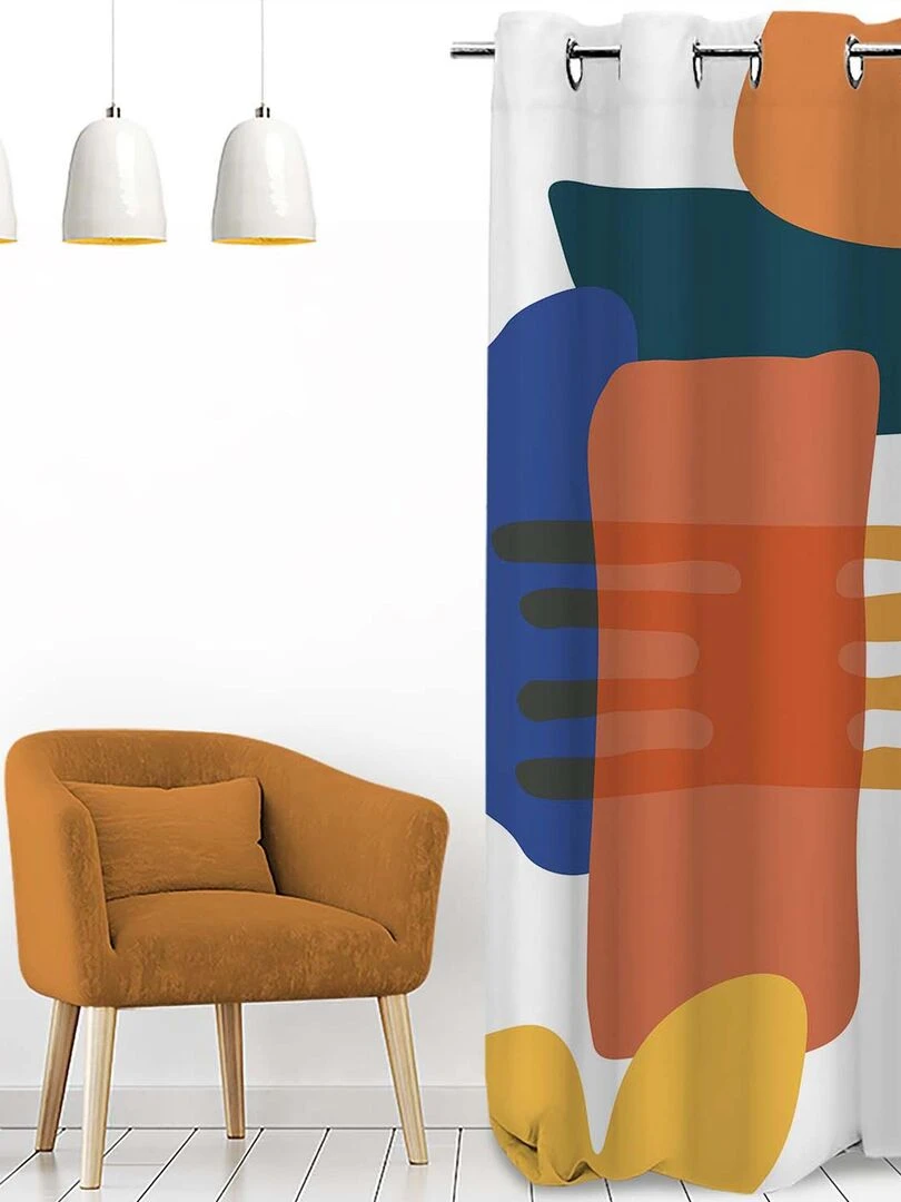 Rideau d'ameublement aux formes multicolores Multicolore