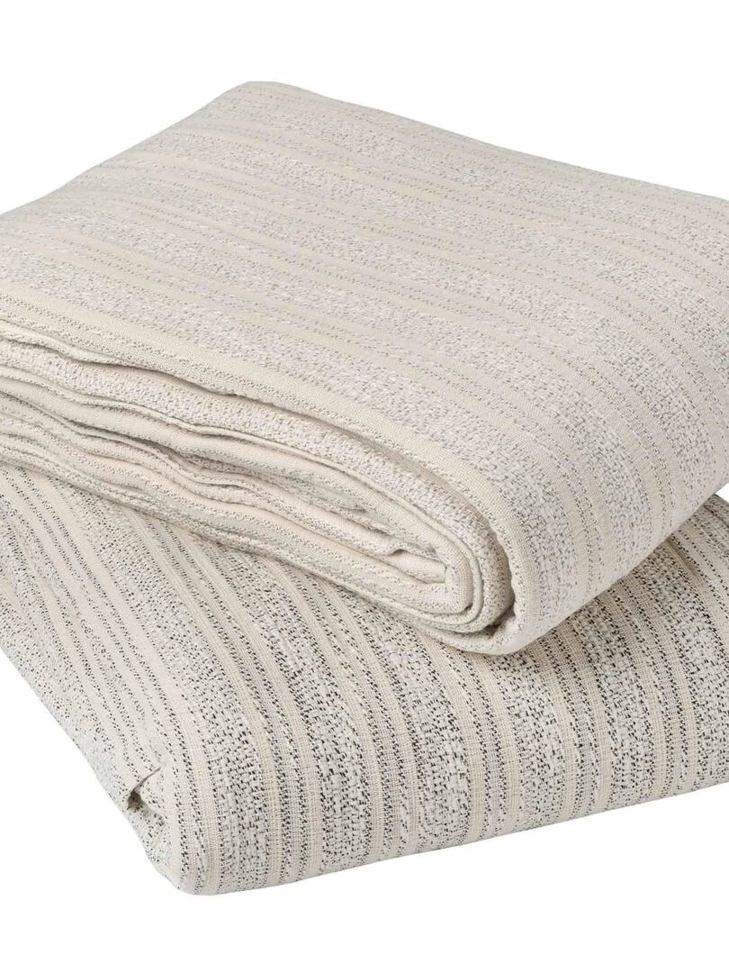 Dessus de lit en tissu jacquard   Ecru