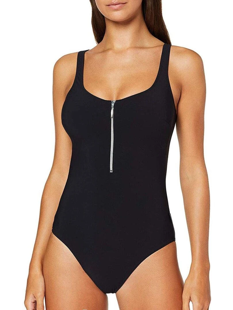 Maillot de bain 1 pièce sans armature fermeture éclair Elouise Noir