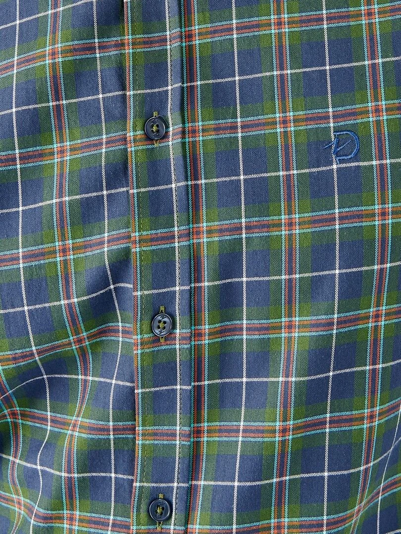 Chemise carreaux tartan pur coton manches longues   Damart   Vert