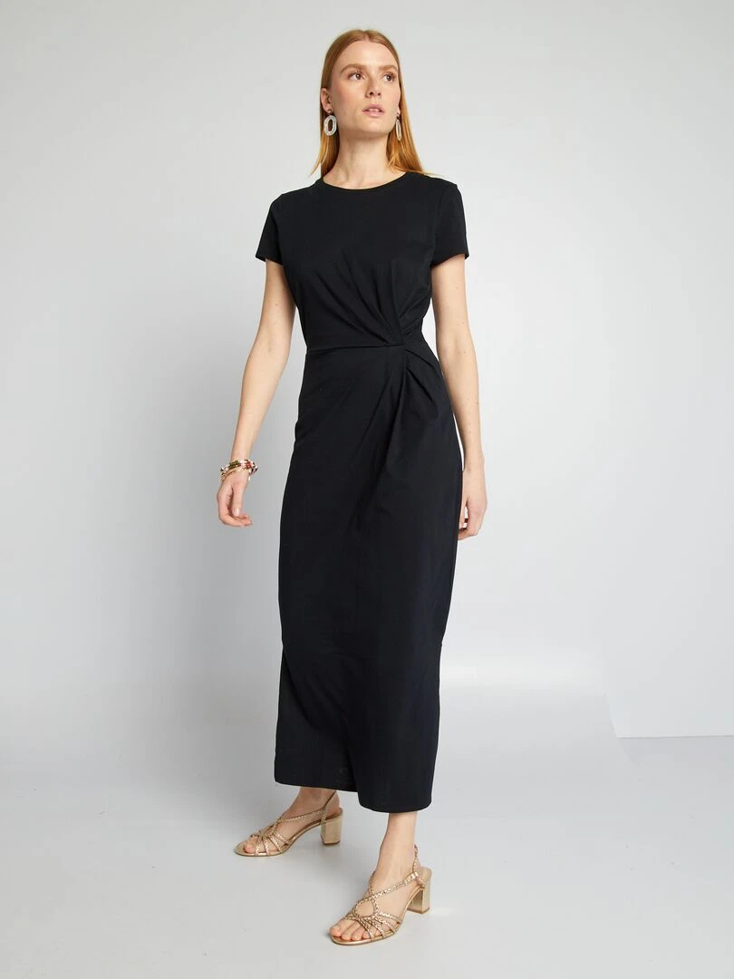 Robe midi à taille resserrée noir