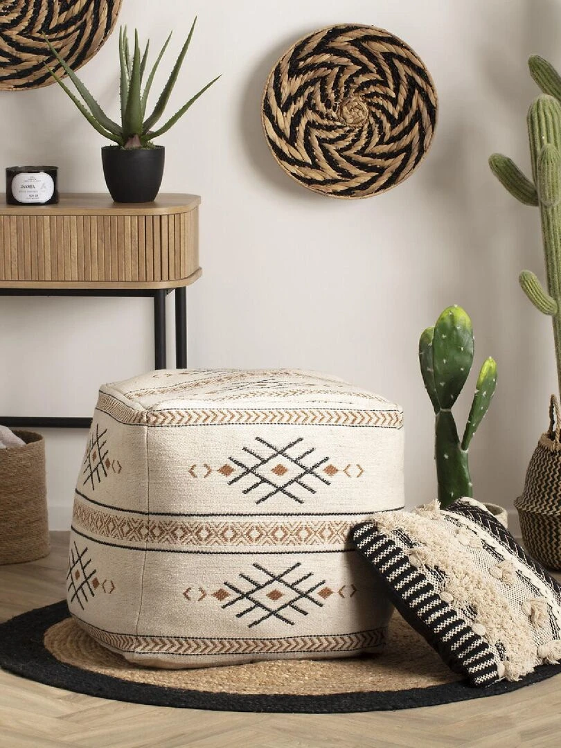 Panier tressé motif contrasté   Noir