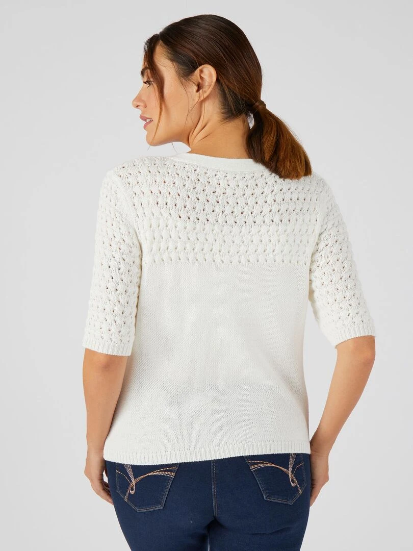 Boléro maille fantaisie   Damart   Blanc