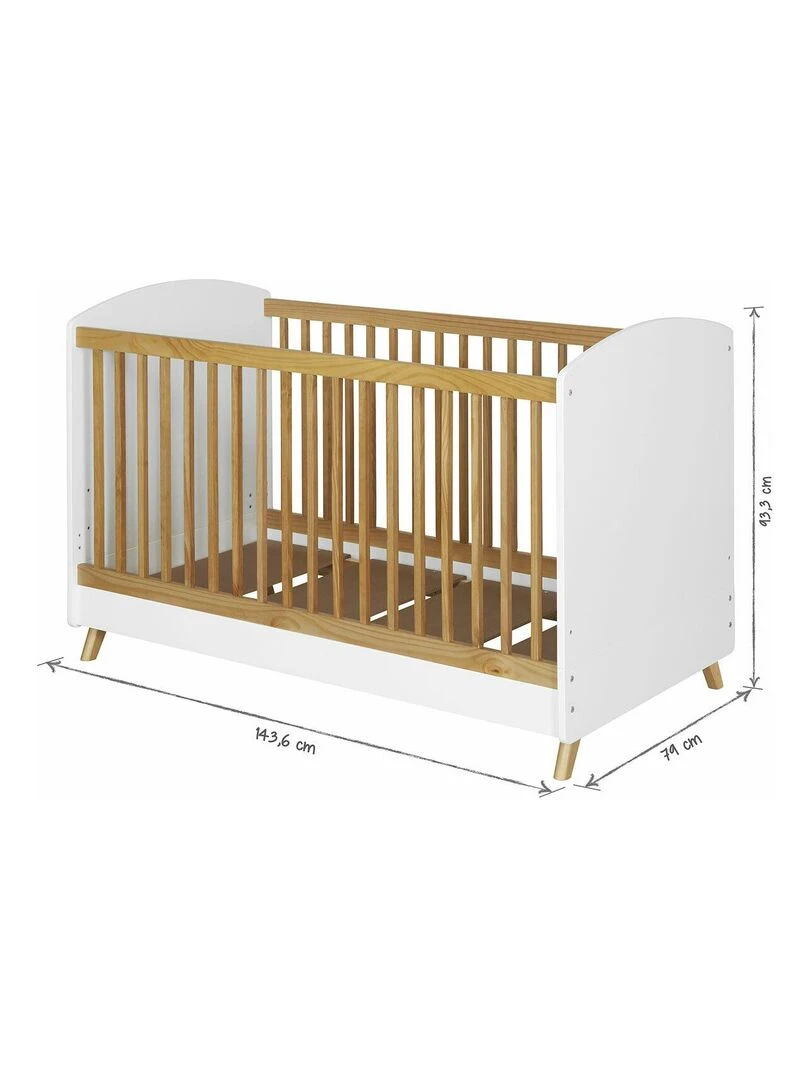 Lit bébé évolutif Kombu   AKITEN RETAIL   Blanc Marron