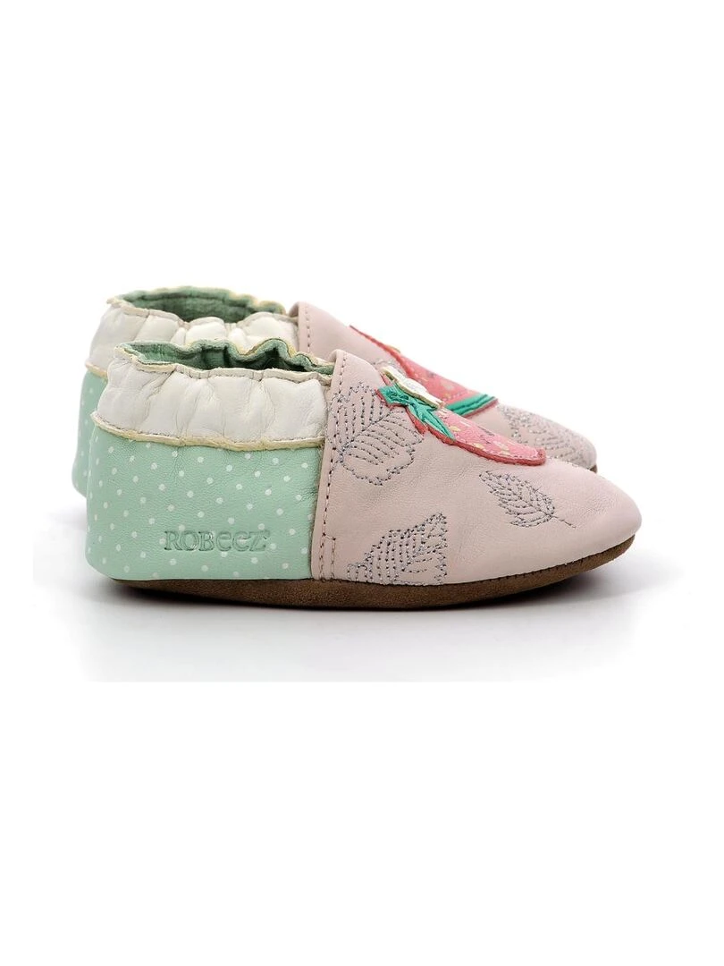 Chaussons Cuir Fruit's Party Rose
