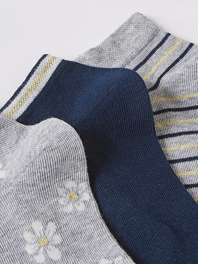 Lot de 3 socquettes fantaisie   Damart   Bleu