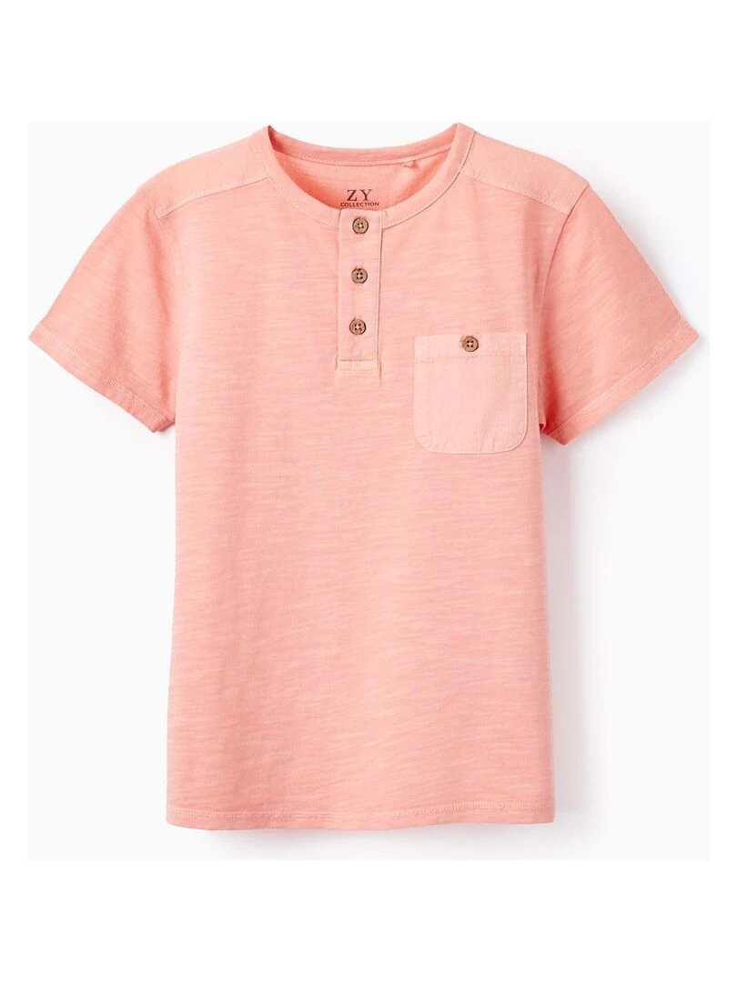 T Shirt en Coton avec Poche pour Garçon manches courtes Rose