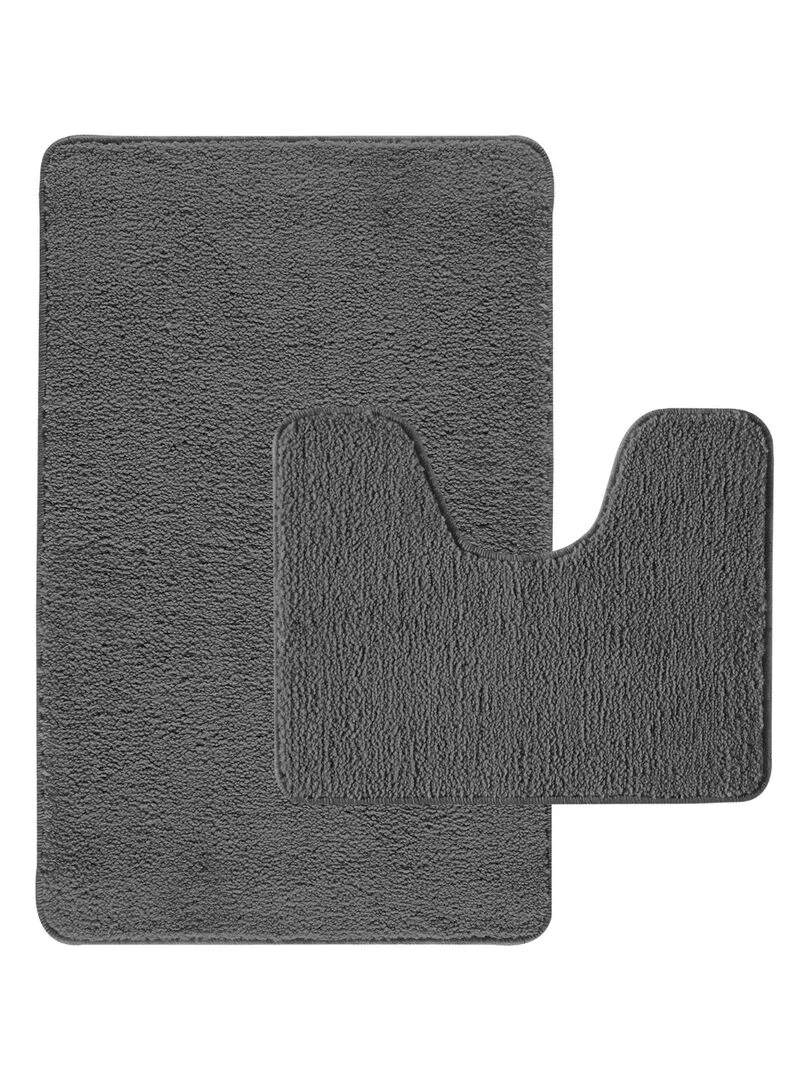 Guy Levasseur Lot de 2 tapis de bain polyester 50x80cm + 50x40cm anthracite gris anthracite