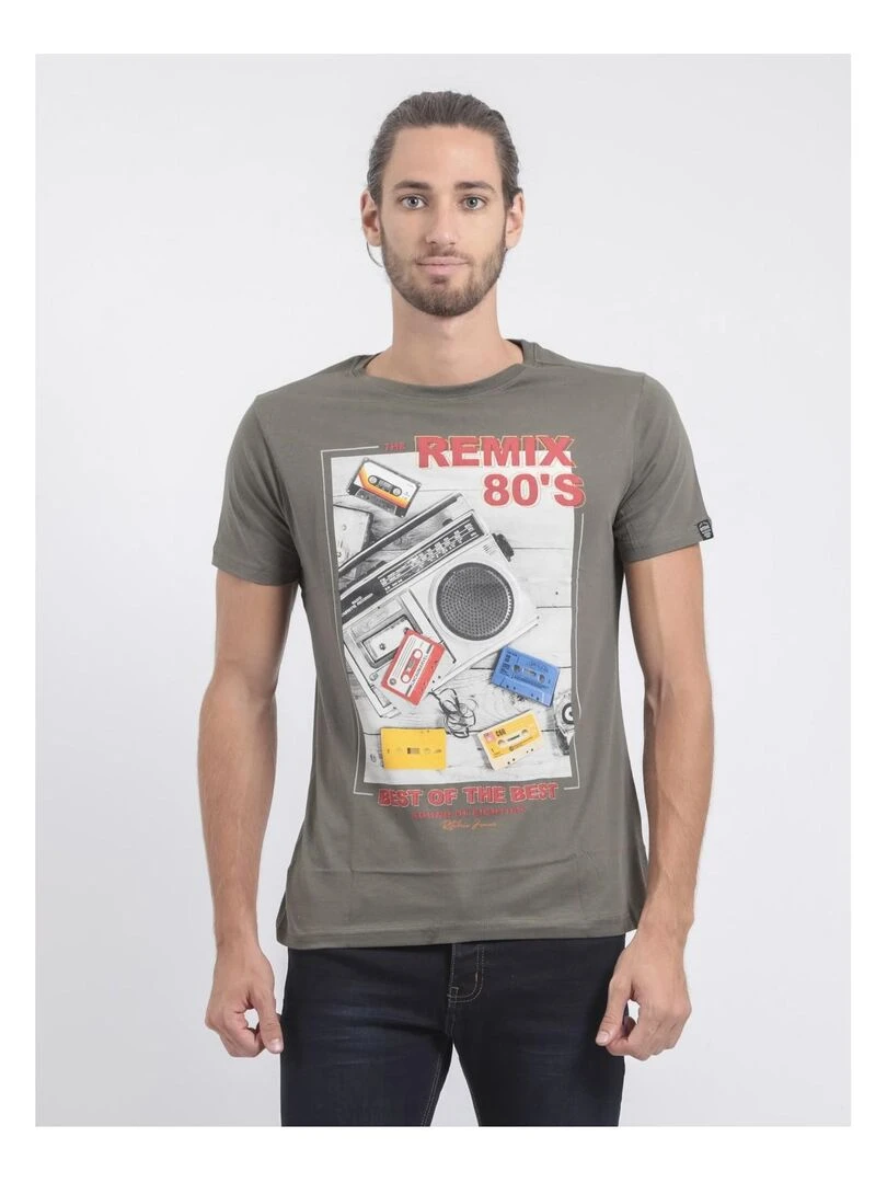 T shirt col rond pur coton JAMIX Kaki