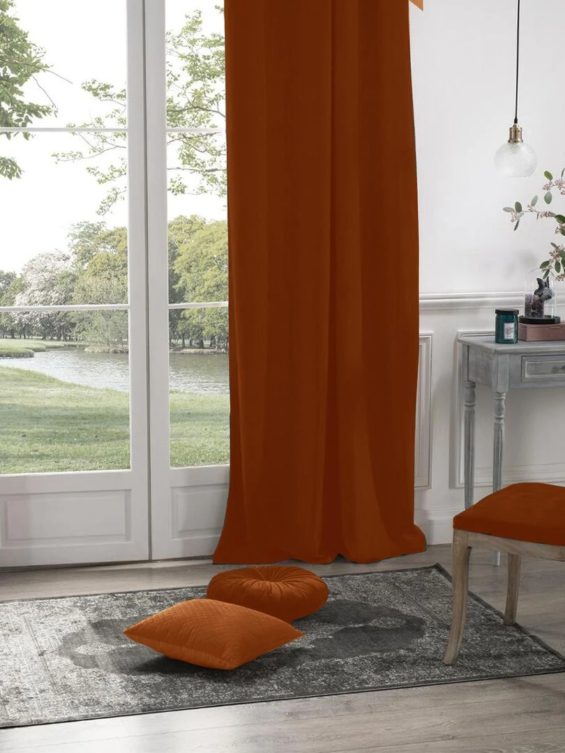Rideau en velours occultant Orange