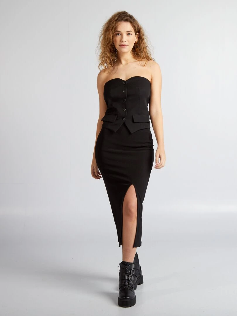 Jupe midi avec fentes noir
