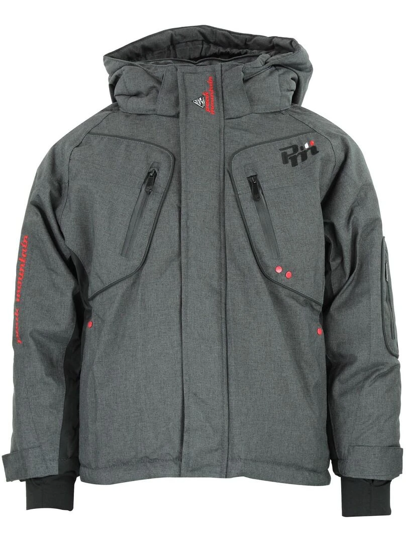 Blouson de ski garçon ECAMATE PEAK MOUNTAIN gris anthracite