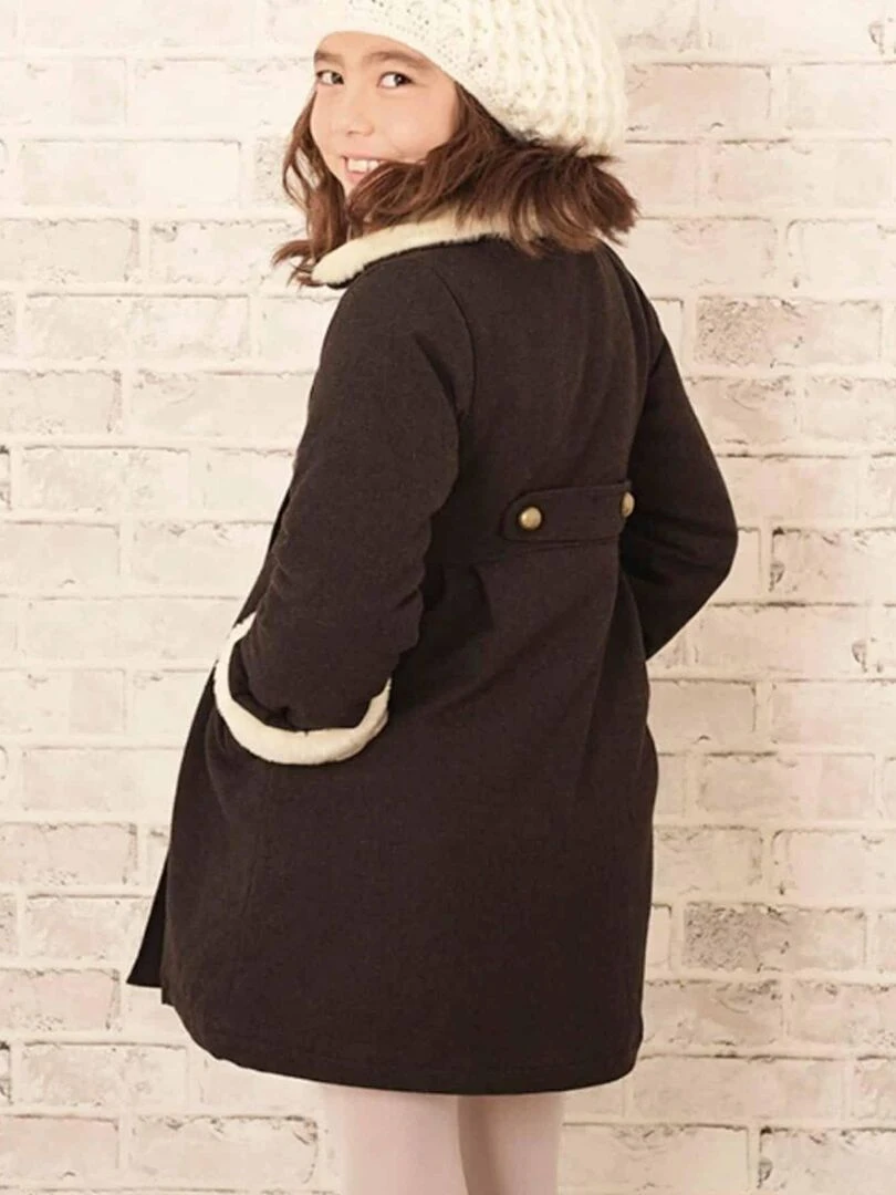 Manteau Fille  Laine Marron Fausse Fourrure Beige  ANOUSHKA   'LA FAUTE A VOLTAIRE'   Marron chocolat