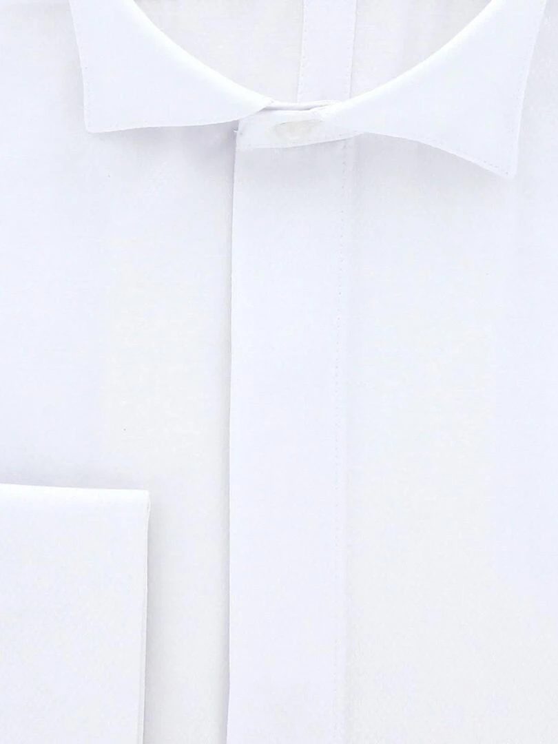 Chemise cintrée col cassé tissu armuré CROKEN   Blanc