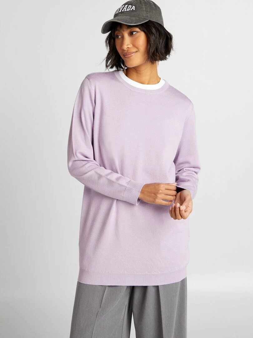 Pull fin coupe longue Violet