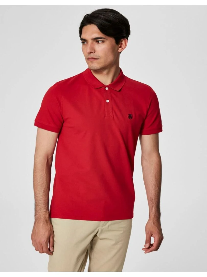 Polo manches courtes Selected Rouge