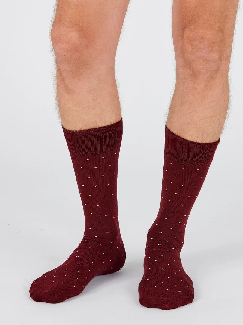 Lot de 2 paires de chaussettes fantaisie laine Mérinos   Damart   Rouge bordeaux