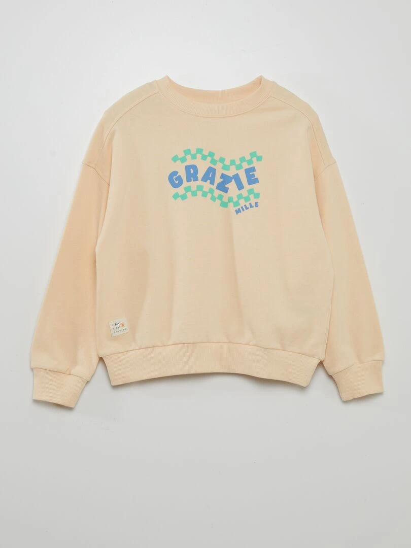 Sweat loose imprimé   Grafik Edition   Beige