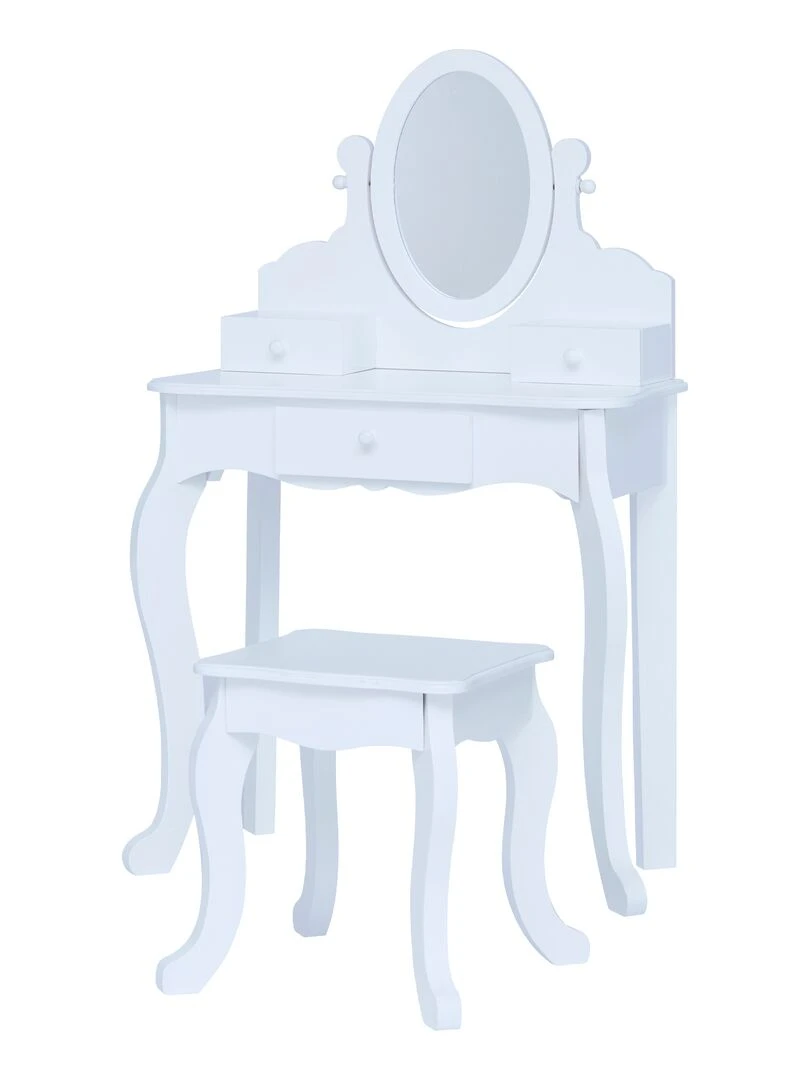 Coiffeuse Raiponce enfant fille avec miroir et tabouret Fantasy Fields TD 12851B Blanc