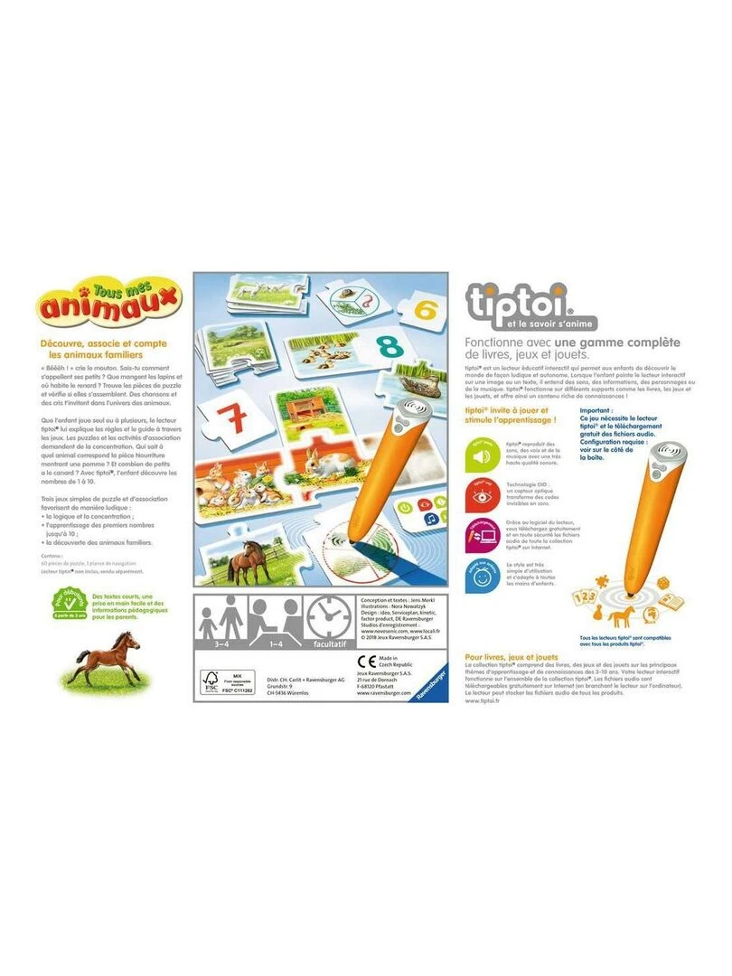 Jeu interactif Tiptoi : Tous mes animaux N/A