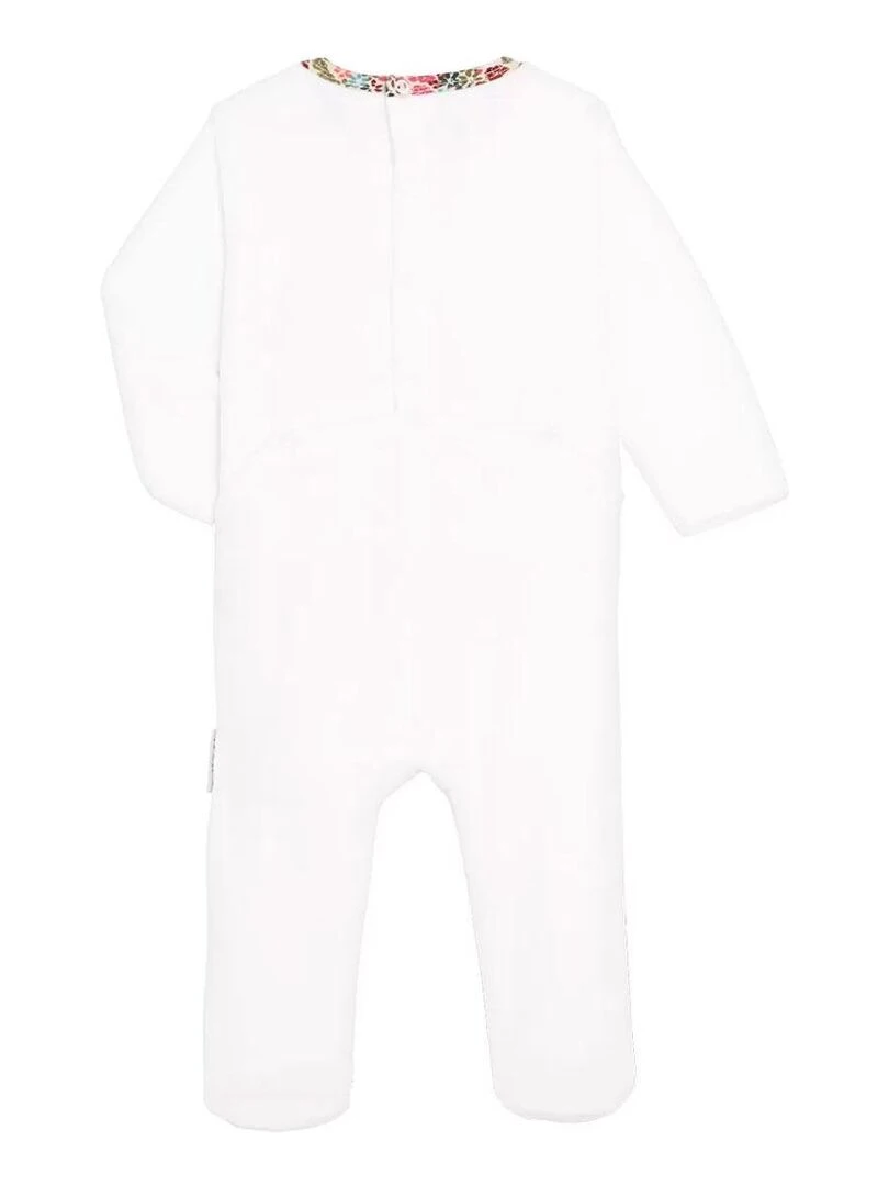 Pyjama bébé en velours contenant du coton bio Crocus Ecru