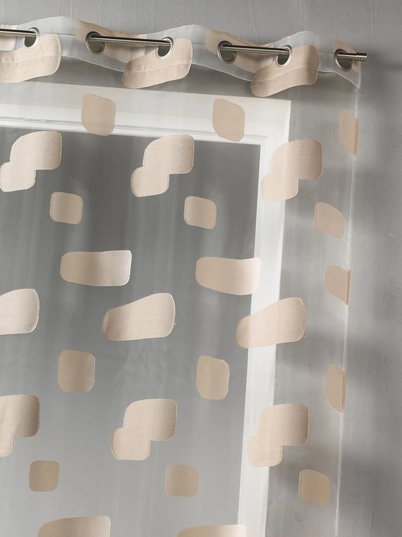 Voilage en organza jacquard et briques colorées Beige