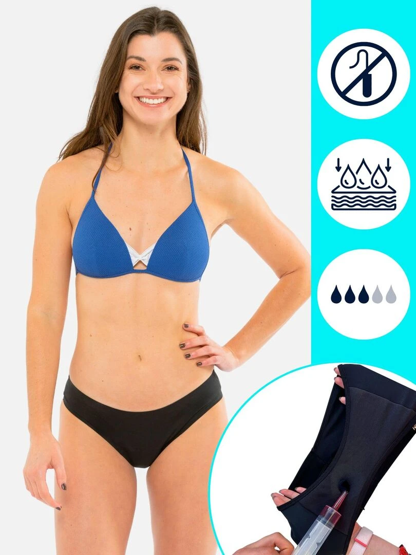 Bas de Maillot de bain Menstruel sans couture   Flux moyen   Nina   Noir