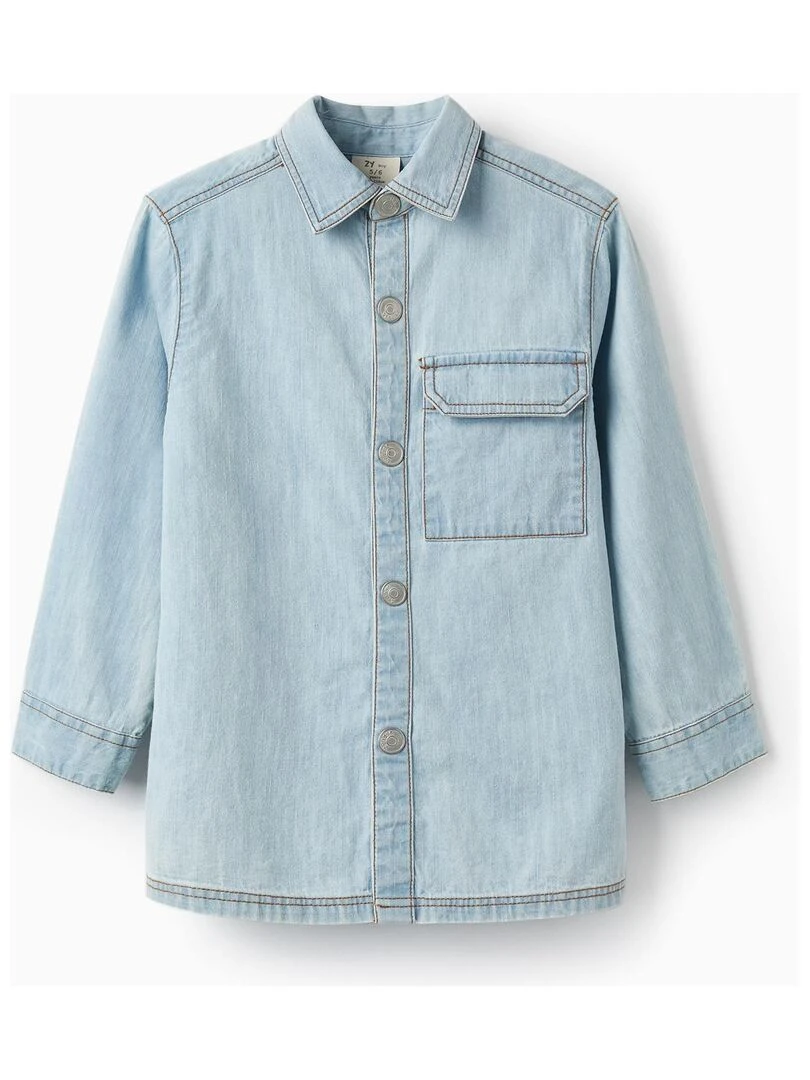 Chemise En Jean Avec Poche Pour Garçon manches longues SICILIAN DAYS Bleu clair