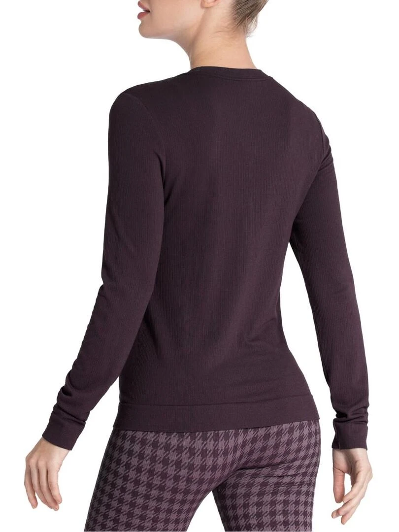 T shirt manches longues texturé uni Athleisure   Violet