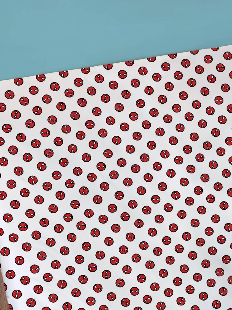 Drap housse imprimé 100% coton SPIDERMAN HOME ANNIVERSARY Blanc