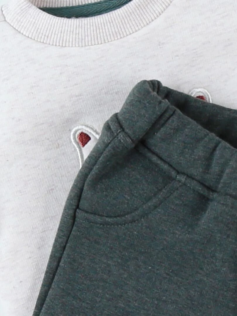 Set sweat + jogging renard  chiné/vert forêt   Noukie's   Beige