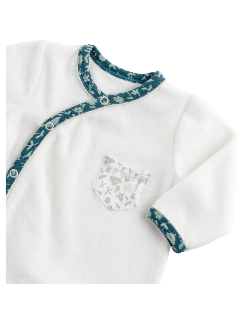 Pyjama bébé à manches longues en velours SAUTHON Blanc Bleu