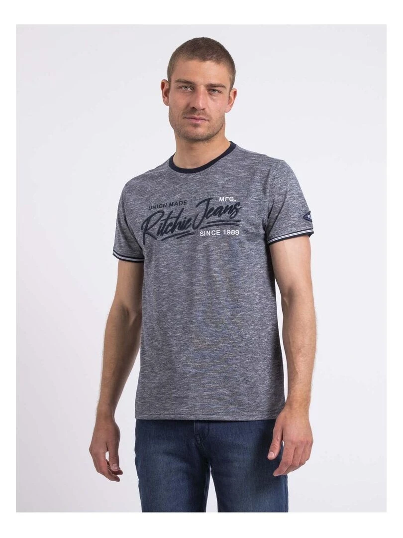 T shirt col rond NIRADAM Bleu marine