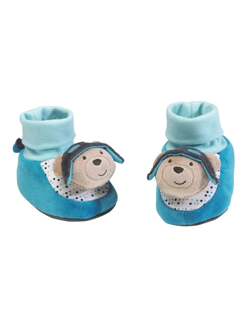 Chaussons bébé en velours SAUTHON Bleu