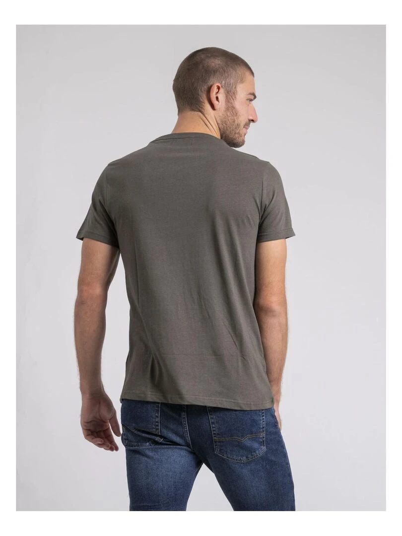 T shirt col rond pur coton JORUSTIX Kaki